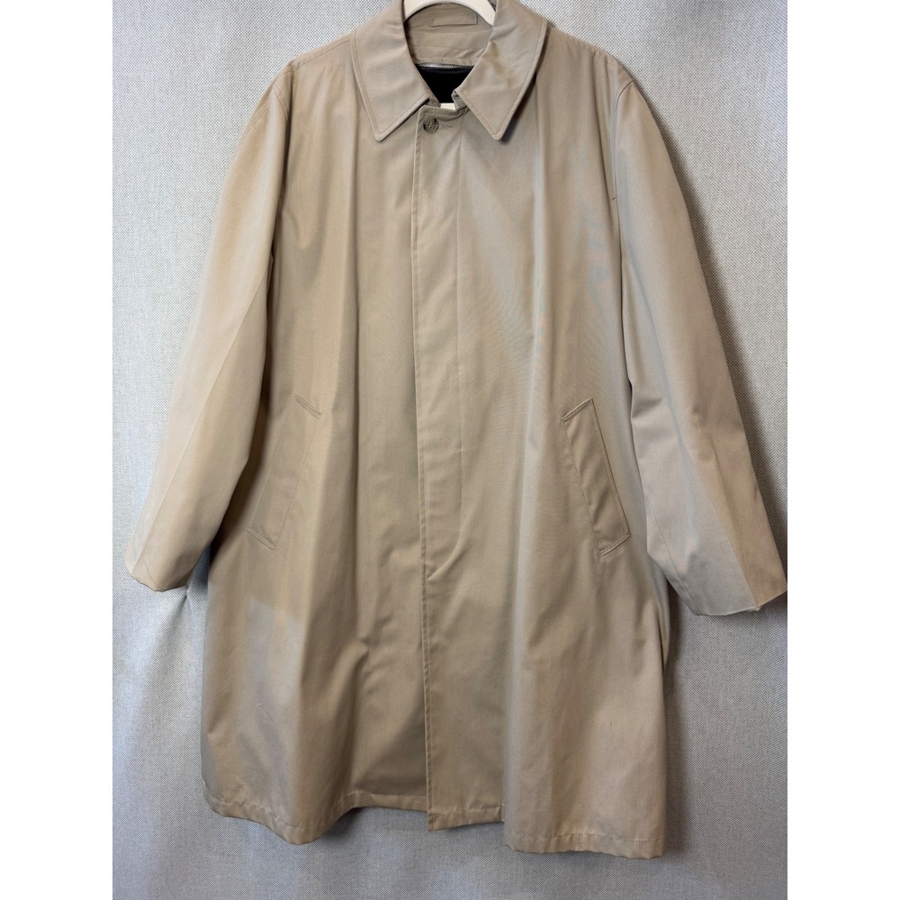 Richman Brothers Vintage Mens Tan Trench Coat Zip Out Faux Fur Liner Size 44 Reg